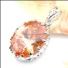 Earrings Necklace New Fashion 2 Pieces 1 Set Oval Champagne Morganite Gemstone Womens Jewelry Gift Excellent Charm Earrings Pendants Dhwfg