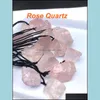 Collane con ciondolo Collana di cristallo naturale Bk Ciondolo curativo all'ingrosso Ametista Pietra grezza Quarzo trasparente Fluorite Citrino Rosa Goccia Dhjee