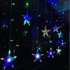 Saiten Jahr 2m 6,5ft Weihnachtsfefe Girland Star LED -Vorhangketten Lichter Innen 138LEDS 8 Modi für Home Decoration 220V EU -Stecker