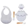 Tassen, Geschirr, Utensilien, 5-teiliges Baby-Futternapf-Set, Schafförmige, lebensmittelechte Silikonplatte, Saugnapf, BPA-frei, wasserdichtes Babygeschirr 220907