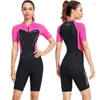 Roupas de banho femininas femininas 1,5 mm Neoprene Fatos de banho Fatos de mergulho Manga curta Senhoras Uma peça Surf Snorkeling Surf