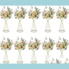 Parti Dekorasyon Parti Dekorasyonu 70cm/ 50cm Çiçek Vazoları Altın/ Beyaz Metal Yol Kurşun Düğün Merkez Parçası Çiçekler HomeDustri Dh9ni