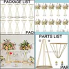 Party Decoration Party Decoratie 70 cm/ 50 cm Flower vazen ​​goud/ witte stands metalen weg lood bruiloft middelpunt bloemen homeIndustrie dh9ni