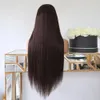 Bone Straight Dark Chocolate Brown U Part Wigs Middle/Side Open 100% Human Hair Wig Peruvian V Shape Full Machine Made 30Inch