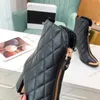Womens Rivet Stretch Boots Chunky Heel 75cm Designer Cowhide Rainboots Western Zippers Knight Fashion Luxurys