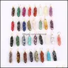 Charms Natural Gem Stone Charms Rose Quartz Crystal Amethyst Hexagonal Prism Pendum Reiki Pingents for Jewelry Fazendo o fio de arame dourado Dhrts