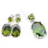 Bruiloft sieraden sets groothandel 2 stuks 1 set ovaal peridot edelsteen sier unieke prachtige dames hangers steden charme oorbellen drop del dhiu6