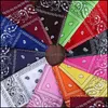 Bandanas 19 couleurs plus récent mélange 100% coton hip-hop imprimé bandanas pour homme femme bandeau femmes/hommes/garçons/filles foulards bracelet D Dhzh5