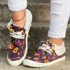 chaussures femmes Halloween citrouille garder au chaud chaussures décontractées baskets baskets plates casuals motif crâne avec coton