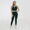 Gym kleding kleur contrast stiksel yoga suit sport fitness stuk lopende vrouwen set hoge taille naadloze sportpakken