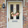 Guirlande de fleurs décoratives de printemps, feuilles vertes artificielles, boule de fer, chrysanthème, herbe d'eau, tentures murales pour porte de maison