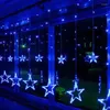 Saiten Jahr 2m 6,5ft Weihnachtsfefe Girland Star LED -Vorhangketten Lichter Innen 138LEDS 8 Modi für Home Decoration 220V EU -Stecker