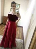 Velvet And Satin vening Formal Dresses 2023 Vintage Off Shoulder Beaded Dubai Arabic Plus Size Prom Dress Wear