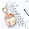 Bröllop smycken set påskgåva 2 stycken 1 set champagne morganite ädelstenar sier kvinnor ovala zirkonhängare studörhängen smycken uppsättningar dhwvx