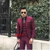 Costumes pour hommes Blazers sur mesure Bourgogne Violet Costume Hommes Groom Slim Fit 3 Pièce Tuxedo Prom Costumes De Mariage Blazer Terno Masuclino JacketPantVest 220909