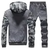 Chándales para hombres Chándal de invierno Conjuntos de dos piezas Fleece Grueso con capucha Chaqueta con cremallera Pantalones Cálido 2 PCS Traje deportivo Ropa deportiva M-4XL Casual Hombres 220909