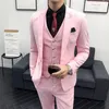 Men's Suits Blazers Mens Wedding Suits Slim Fit Pink White Blazer Vest Pants 3 Piece Set For Man Formal Business Casual Costume Party Dress Clothing 220909
