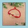 Braccialetti con ciondoli Good Lucky Five Emperor Money 2,4 Cm Moneta di rame reale Bracciale con cordino rosso Charm Uomo Donna Braccialetto Fortuna Accessori Dro Dhzgi