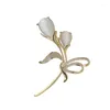Brooches Elegant Tulip Flower Opal For Women Girls Cubic Zirconia Gold Plated Female Bouquet Brooch Pin Suit Dress Accessories