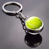 LLavero de bola de cristal a la moda para fiesta, fútbol, baloncesto, béisbol, voleibol, tenis, Rugby, Softbol, imagen, colgante de cristal, llavero de Metal