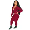 Femmes à capuche survêtements mode deux pièces pantalon ensemble couleur unie à manches longues fermeture éclair pull veste costume automne hiver survêtements