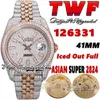 TWF V3 ew126331 cf126301 A2824 Automatic Mens Watch 41MM Iced Out Diamonds inlay Dial Stick Markers 904L Jubileesteel Diamond Two Tone Bracelet eternity Watches