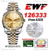 EWF Just 126333 A3235 Automatik-Herrenuhr 41, zweifarbige, geriffelte Lünette aus Gelbgold, Champagner-Zifferblatt, JubileeSteel-Armband, Super Edition, Karte derselben Serie, Puretime H8