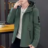 Herren-Daunenparkas, Trenchcoat, einfarbige Kapuzenjacke für Männer, junge und mittlere koreanische Version der schlanken Jacke, lässige lange Top-Parkas 220909