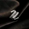 Anillo de metal de circón Anillos de apertura cruzada para joyería gótica de lujo para mujer