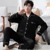 Vêtements de nuit pour hommes Hommes Coton Pijama 2 pièces Ensemble Lounge Grande Taille 6XL Pyjamas Stripe Manches Longues Bedgown Home Vêtements Homme Pyjamas