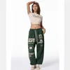 Bayan Pantolon S Retro Kişilik Baskı Siyah Sweatpants Erkek ve Kadın Hiphop Gevşek Caz Allmatch Sıradan Tayt 220909