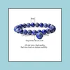 Beaded Strands Natural 8mm Gorgeous Lapis Lazi Healing Crystal Stretch Beaded Armband For Unisex Freindship Gift Handmade Jewlerry Dhdew