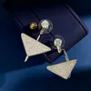 Breloques de luxe bijoux de bal mode plaqué argent géométrique Triangle boucles d'oreilles Couple mariage luxe boucle d'oreille accessoires Vogue bijoux exquis