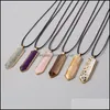 Pendant Necklaces Gold Edged Natural Crystal Stone Hexagon Prism Shape Necklace Rose Quartz Hexgonal Pendant For Women Men Jewelry Gi Dhfzn