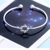 Bangle S925 Silver sexspetsig stjärna armband smycken kvinnlig öppen manschettarmband julklapp