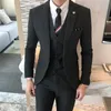 Abiti da uomo blazer slim fit uomini d'affari per cena 3 pezzi da sposa da sposa in stile britannico smoking maschio con pantaloni con pantaloni 220909