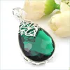 Pendentif Colliers Fait Main 6 Pièces Réel Énorme Goutte D'Eau Feu Vert Quartz Pendentifs 925 Sterling Sier Plaqué Amoureux 1.58 Pouces Livraison Dhszy