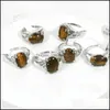 Bandringen Groothandel BK Sieraden Gem Stone Ringen voor vrouwen Men Mix Tiger Eye Moss Agate Rose Quartz Aventurine Carneliaanse drop levering DHVD's