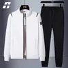 Herrspårsfall Casual Men's Tracksuit Spring Autumn Sportwear Men 2 Piece Set Sweatpants Print Brand Zipper Male Sweatshirt Plus Size 220909