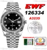 EWF tylko 126334 A3235 Automatyczne męskie zegarek 41 mm Fled Bedel Black Diamond Markery Jubileesteel Bransoletka Super Edition Bezpłatna karta seria