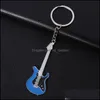 Keychains Fashion Classic Guitar Keychain Car Key Chain Ring Musical Instruments Pendant Accessories For Man Women Gift Wholesale Dro Dhv6K