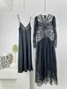 Runway Dresses 2022 autumn and winter tide brand new mesh embroidered long dress skirt1841