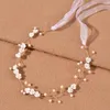 Hair Clips Pearl Petals Bridal Headpieces With Ribbon Handmade Wedding Headband Accessories For Party JL