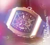 Popular mens skeleton dial watch stopwatch 43mm quartz movement pilot chronometre rubber belt Trend Waterproof Sports clock table Reloj Montre