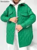 Kobiety w dół parkas bornladies kratą pikowaną kurtkę kobiety luźne cienki puffer parkas płaszcz vintage pasek jesień zima damski płaszcz 220909