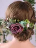 Headpieces Vintage Deep Red Flower And Leaves Hair Comb Mysterious Charm Wedding Bridal Accessories Dancing Party For Elegant Women