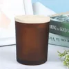 200 ml gefrostete Glaskerzenglas Kerzenbecher leerer Behälter DIY Aromatherapie Kerzenhalter mit Holzdeckel