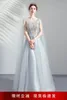 Long Evening Dresses Crystal Beading Floor Length lace flowers Party Dress Prom Gowns