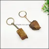 Keychains Natural Rough Stone Quartz Keychain Ring For Women Men Handtas Hangle Car Key Holder Mineral Stones Keyring Sieraden Drop de Dhwqn