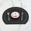 Masa Paspasları Nordic Style Anti-Slip Mutfak Placemat Yemek Kahve Kupa Mat Modern Ev Dekoru Çift Taraflı PU Deri Katı Pad